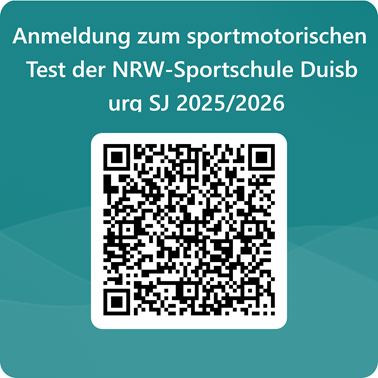 QRCode fr Anmeldung zum sportmotorischen Test der NRW Sportschule Duisburg SJ 2025 2026